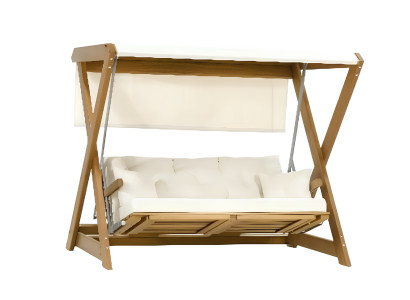 Gartenschaukel-Sofa Moderner Stil Weiß Holzrahmen Bequem Entspannend
