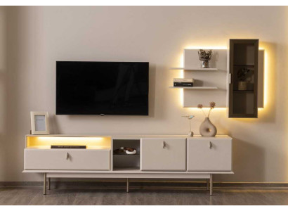 Wohnzimmer Tv-Schrank Regal Stil modern Farbe beige Wohnzimmer gemütlich