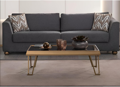 Graues Sofa-Set Modernes Interieur Minimalistischer Stil Holzrahmen