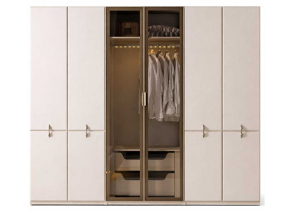 Kleiderschrank Stil modern Farbe beige neu Schlafzimmer Holz Glas