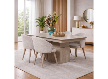 Esstisch Stuhl Esszimmer Stil modern Farbe beige neu Holz quadratisch