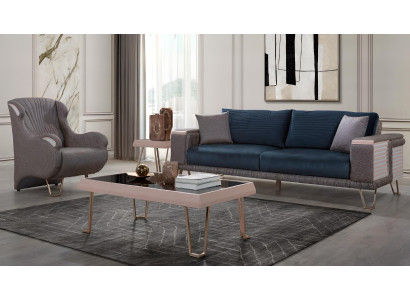 Luxuriöses Sofa-Set Blau Farbe Modernes Interieur Minimalistische Stil