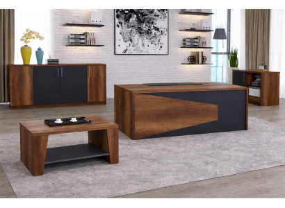 Elegantes Arbeitszimmer-Set Moderner Stil Braun, Schwarz Holzrahmen