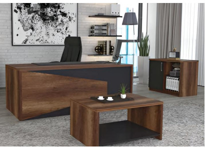 Minimalistisches Arbeitszimmer-Set Moderner Stil Braun, Schwarz Holzrahmen