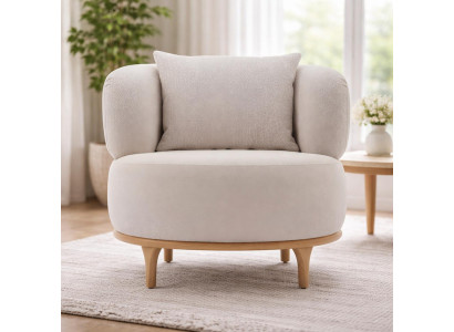 Grauer Relaxsessel Stilvoller Stoffsessel Wohnzimmer Textilsessel