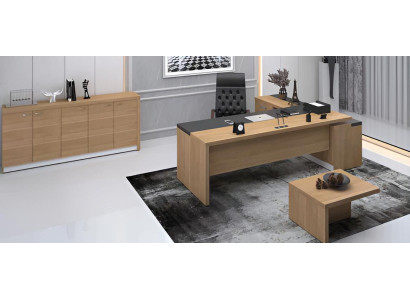 Elegantes Arbeitszimmer-Set Moderner Stil Hellbraun, Schwarz - 3TLG