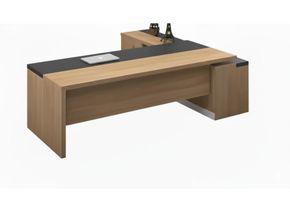 Elegant Chefschreibtisch Moderner Stil Holzrahmen Hellbraun, Schwarz