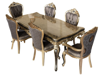 Elegantes Esszimmer-Set mit Esstisch und sechs klassischen Stühlen