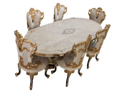 Elegantes Esszimmer-Set mit Esstisch und 6 stilvollen Stühlen