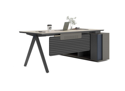 Moderne Eckschreibtisch aus Holz mit Viel Stauraum und Großer Arbeitsfläche