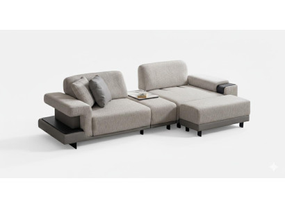 Ecksofa L-Form Grau Modern Designer-Sofa Elegant Komfortabel Stoff