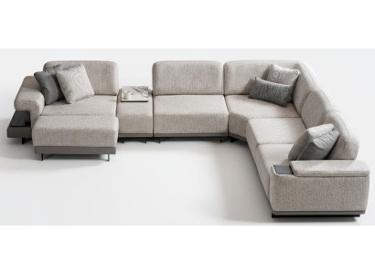 Ecksofa U-Form Grau Modern Designer-Sofa Elegant Komfortabel Stoff