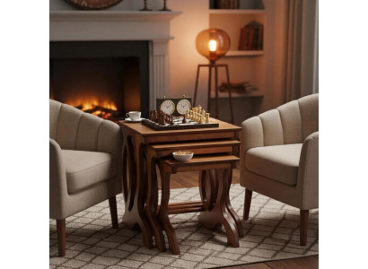 Couchtisch Braun Holzoptik Stapeltisch Wohnzimmer Kamin Design Kompakt