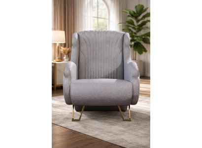 Grauer Designer Sessel Wohnzimmer Textilsessel Edle Polstermöbel