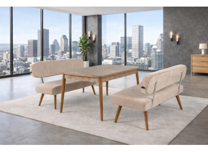 Esstisch Bank mit Rückenlehne Esszimmer Stil modern Farbe braun kompakt