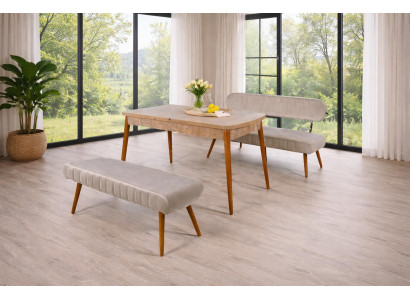 Esstisch Bank Bank mit Rückenlehne Esszimmer Stil modern Farbe braun