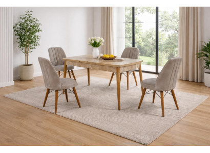 Esstisch 4x Stühle Esszimmer Stil modern Farbe braun quadratisch bequem