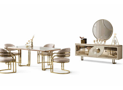 Luxuriöses Esszimmer Möbel Esstisch 4x Stühle Modern Sideboard Set 7 tlg