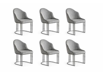 Luxuriöser Esszimmer 6x Stühle Metall und Stoff Modernes Polstersitz