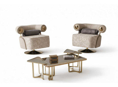 Wohnzimmer Set: 1+1-Sitzer, Couchtisch , 2x Beistelltische – 5tlg
