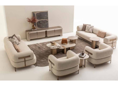 Designer Wohnzimmer Set Sofa 4+3+1+1  Sitzer Moderner Couchtisch Komplettes