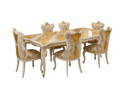 Esszimmer-Set mit Tisch und 6 Stühlen, stilvoll & bequem