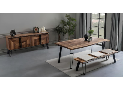 Esszimmer Esstisch Sitzbank Sideboard Stil modern Farbe braun rechteckig