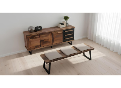 Esszimmer Sideboard Sitzbank Stil modern Farbe braun neu Holz bequem