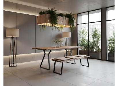 Esszimmer Esstisch Sitzbank Stil modern Farbe braun neu rechteckig Holz