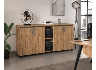 Elegante Konsole aus Holz mit Metallakzenten für Ihr Büro