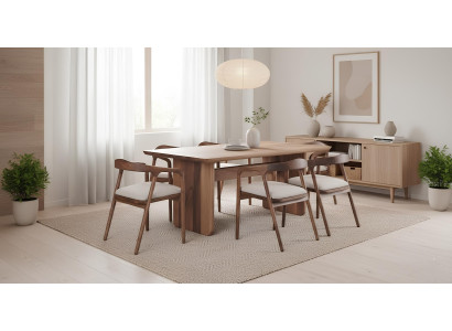 Esstisch 6x Stühle Esszimmer Stil modern Farbe braun neu Holz rechteckig