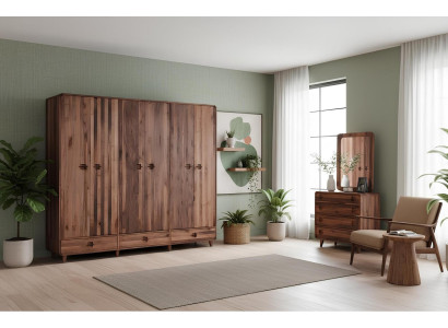Kleiderschrank Schminktisch Schlafzimmer Stil modern Farbe braun neu Holz