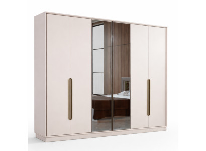Exklusiver Beiger Spiegelschrank Schlafzimmer Schränke Holzmöbel
