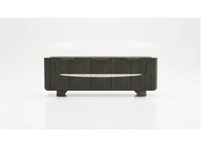 Exklusive Kommode Dunkel Holz mit Design Front und Stauraum
