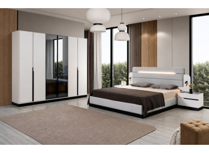 Komplettes Weiße Schlafzimmer Set Polsterbett Schrank Schminktisch