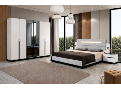 Komplette Schlafzimmer Garnitur Polsterbett 2x Nachttische Schrank