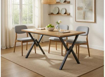 Eleganter Esszimmer Tisch Modern Industrial Stil Holz Metall