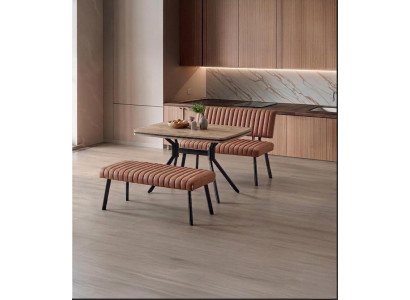 Esszimmer-Set Esstisch Sitzbank Bank Braun Modern Bequem Stilvoll