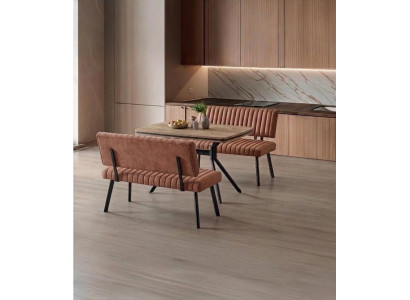 Esszimmer-Set Esstisch 2x Bank Braun Modern Bequem Stilvoll Holz