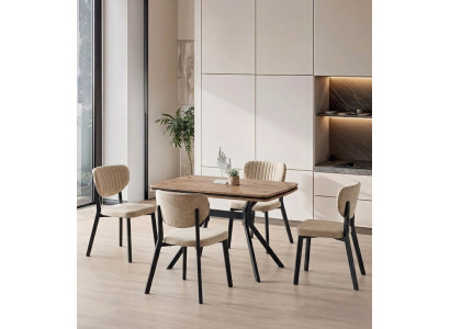 Esszimmer-Set Esstisch 4x Stuhl Braun Modern Komfortabel Stilvoll
