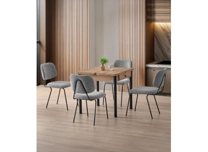 Esszimmer-Set Esstisch 4x Stuhl  Braun Holz Komfortabel Modern
