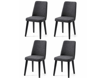 Esszimmerstuhl-Set 4er mit dunklem Stoffbezug und schwarzen Beinen