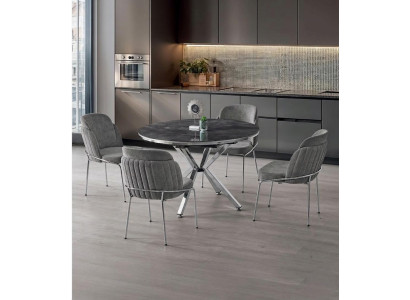 Esszimmer-Set Esstisch 4x Stuhl Grau Holz Ausziehbar Modern