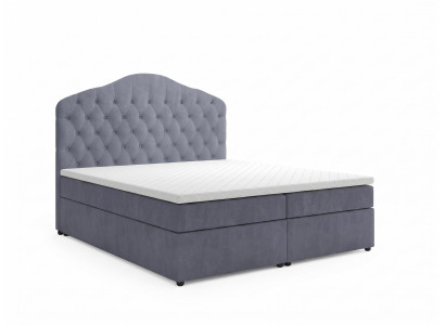 Luxuriöses graues Boxspringbett 180 x 200  Bett mit Kopfteil Schlafzimmermöbel