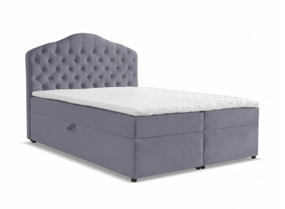 Modernes graues Boxspringbett 160 x 200  Bett mit Stauraum Schlafzimmermöbel