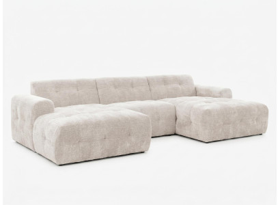Beiges U-förmiges Ecksofa Stoffsofa großes Sofa Polstermöbel Designermöbel