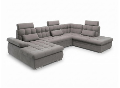 Luxuriöses graues Ecksofa großes Stoffsofa Wohnzimmermöbel Polstermöbel