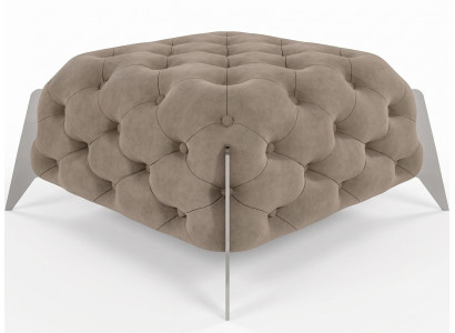 Brauner quadratischer Hocker Chesterfield bequemer Hocker Polstermöbel