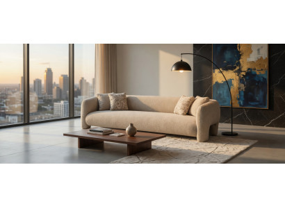 Elegantes Sofa Beige Grosses Lounge Sofa