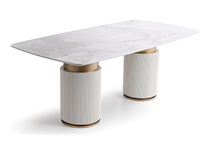 Esstisch Modern Weiß Gold Luxuriös Marmor Optik Küchentisch Designer